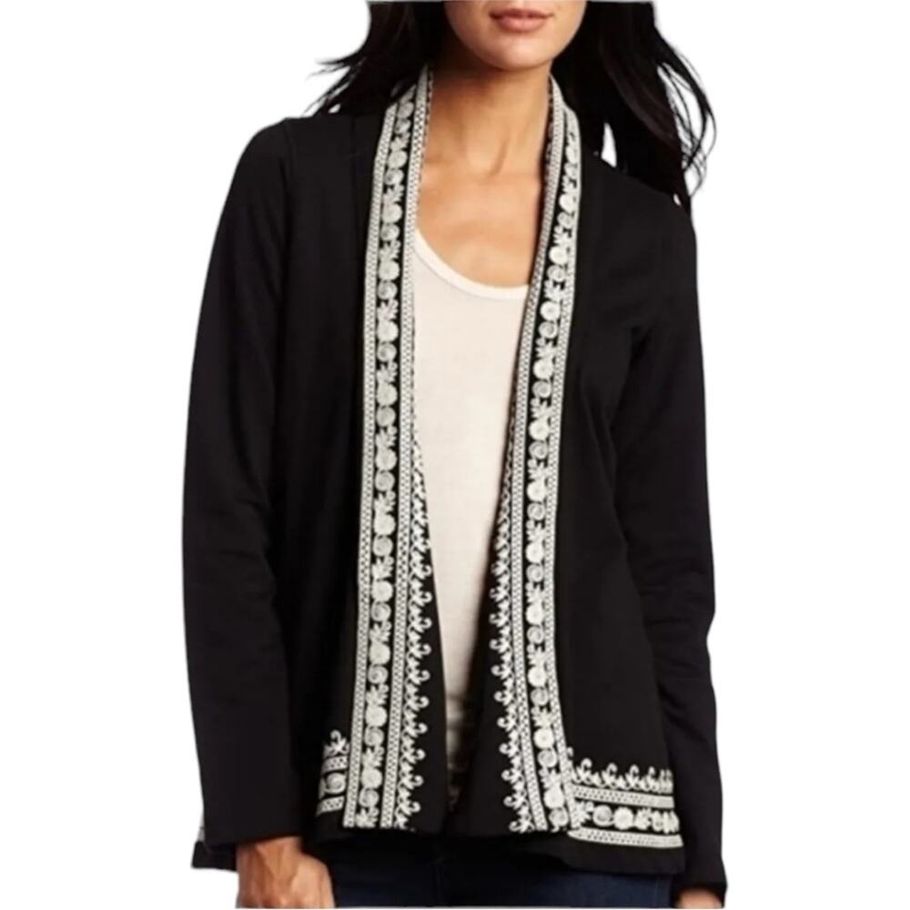 Lucky Brand Whitney Embroidered Open Jacket Size M